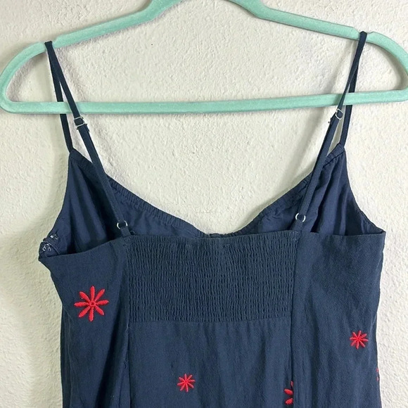 Lulus Adorable Dream Navy Blue Embroidered Empire Waist Midi Dress Floral sz M - Picture 10 of 13